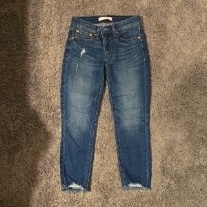 LC Lauren Conrad Distressed Blue Cropped Jeans